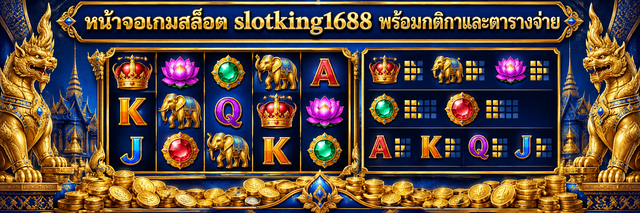หน้าจอเกมสล็อต slotking1688 พร้อมกติกาและตารางจ่าย